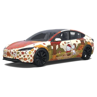 凱蒂貓史努比秋葉 – 特斯拉 Model 3 塗裝