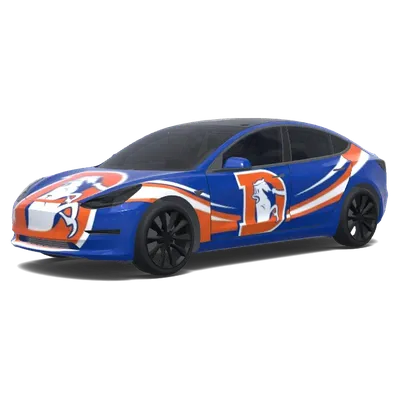 Denver Broncos Retro (Denver Broncos retro d logo.) – Tesla Model 3 Wrap