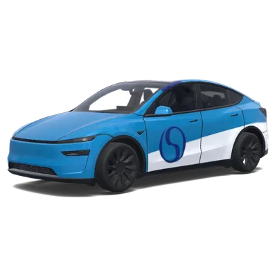 Blaue-Weiß-Sonic-Folierung – Tesla Model Y Wrap