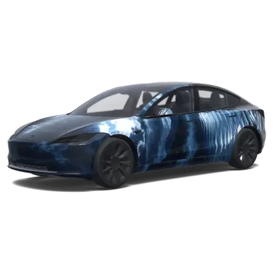 Elektrische blaue Wellen – Tesla Model 3 Wrap