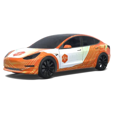 Orangefarbener Puls Tesla-Folierung – Tesla Model 3 Wrap