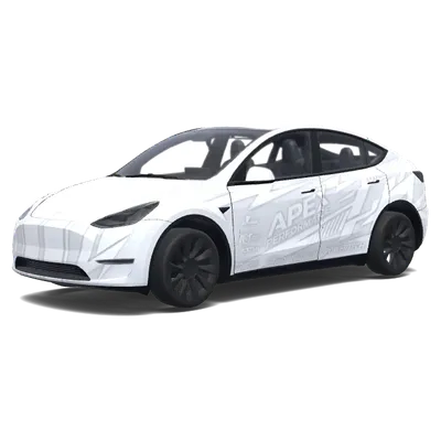 White Racing Livery – Tesla Model Y wrap