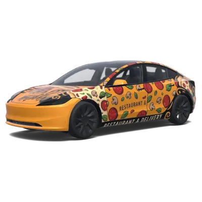 披薩派對車身貼膜 – 特斯拉 Model 3 塗裝