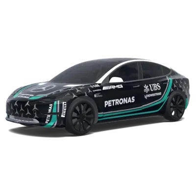 I want a mercedes benz f1 car look. – Tesla Model 3 wrap