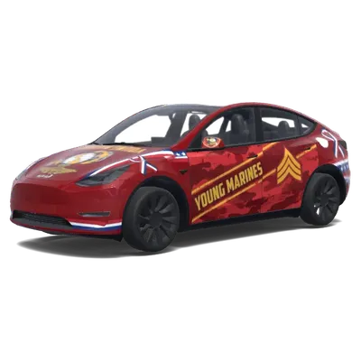 Young Marines красный (Young Marines. Colors: red.) – оклейка Tesla Model Y