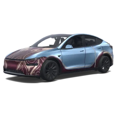 Frostblau mit Champagnergold – Tesla Model Y Wrap