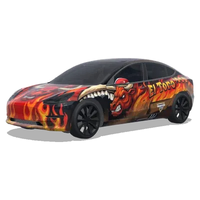 エル・トロ・ロコ風 (El Toro Loco Monster truck desing.) – テスラ Model 3 ラッピング