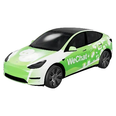 WeChatグリーンブランディング (WeChat Green Branding Wrap) – テスラ Model Y ラッピング