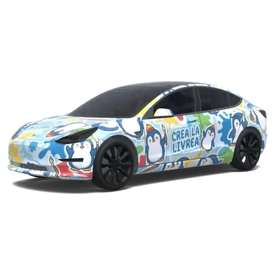 Ливрея с пингвином – оклейка Tesla Model 3