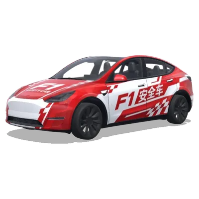 F1 Sicherheitsauto Rot Weiß (F1安全车设计. Colors: red, white.) – Tesla Model Y Wrap