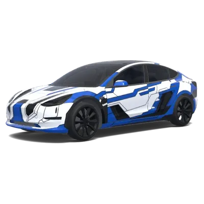 高達主題（Put gundam theme. Colors: white, blue, black.） – 特斯拉 Model 3 塗裝