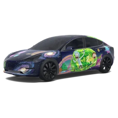 릭 앤 모티 스타일 (Rick and morty styled design.) – 테슬라 Model 3 랩핑