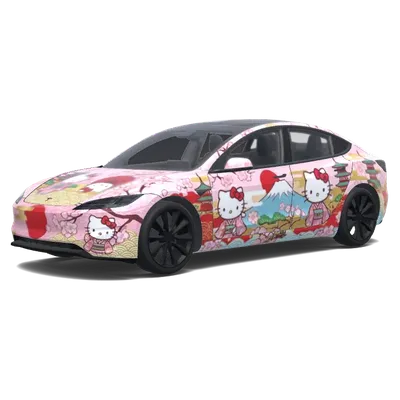 和風ハローキティ (Japanese hello kitty theme wrap.) – テスラ Model 3 ラッピング