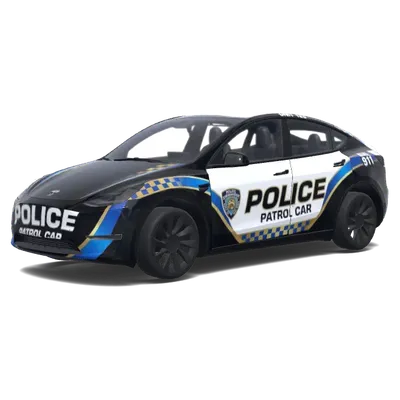 Blue Checkered Police Patrol – Tesla Model Y wrap
