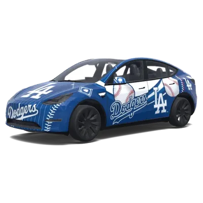 LA Dodgers Baseball. Colors: blue. – Tesla Model Y wrap