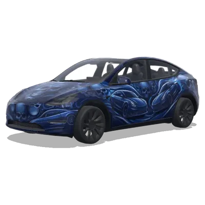 Skull Dark Blue Car (череп і машина темно синя.) – Tesla Model Y wrap