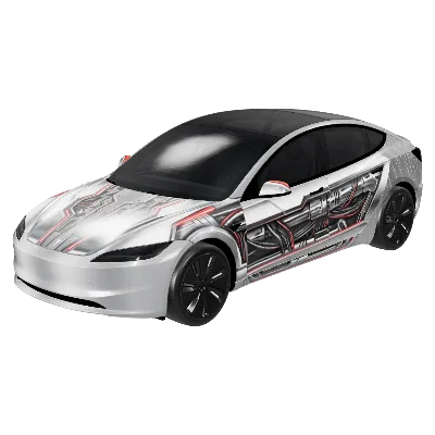 크롬 사이버펑크 모델 3 하이랜드 베이스 (Chrome Cyberpunk - Model 3 Highland Base) – 테슬라 Model 3 랩핑