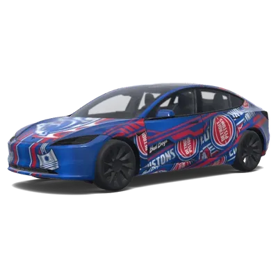 Logo Pistons historique (Detroit Pistons old horse logo.) – covering Tesla Model 3