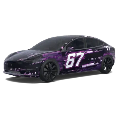 Rennwagen Nummer 67 (add the number 67 on the sides like on racing cars) – Tesla Model 3 Wrap