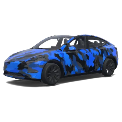 Blaues Tarnmuster-Tesla-Folierung – Tesla Model Y Wrap