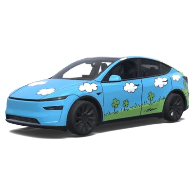 Himmelblauer Kleeblatt-Folierung – Tesla Model Y Wrap