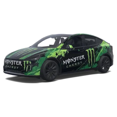 Envoltura verde de Monster Energy – wrap para Tesla Model Y