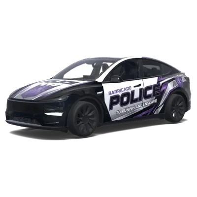 Purple Barricade Police Wrap – Tesla Model Y wrap