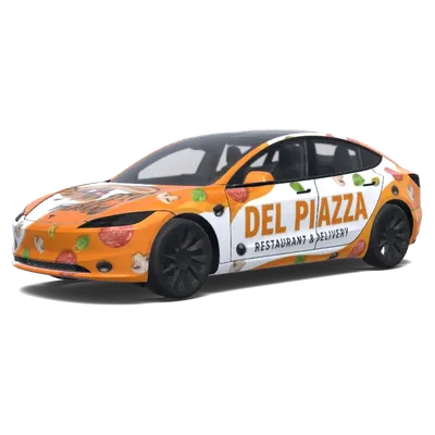 Del Piazza橙白大Logo – 特斯拉 Model 3 塗裝