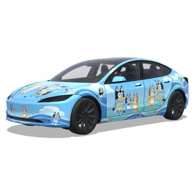 Bluey Blau (create a bluey wrap. Colors: blue.) – Tesla Model 3 Wrap
