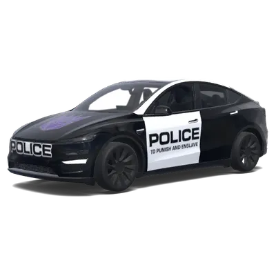 Black and White Police Barricade – Tesla Model Y wrap