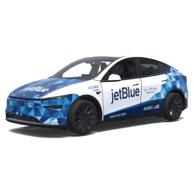 제트블루 기하학적 블루 랩 – 테슬라 Model Y 랩핑