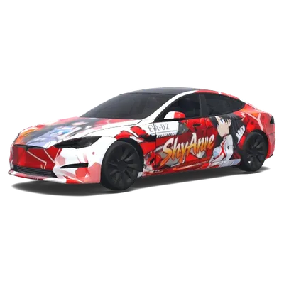 Anne la timide – Wrap anime rouge – covering Tesla Model S