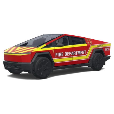Rot-gelbe Lackierung der Feuerwehr – Tesla Cybertruck Wrap