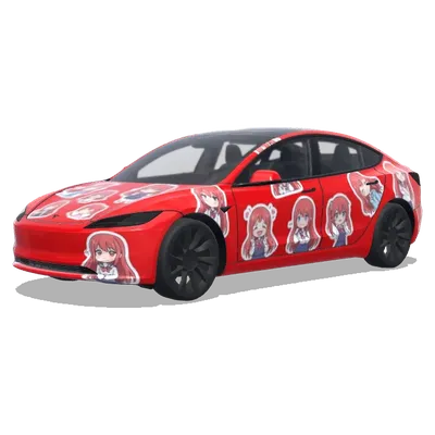 紅車少女貼紙 – 特斯拉 Model 3 塗裝
