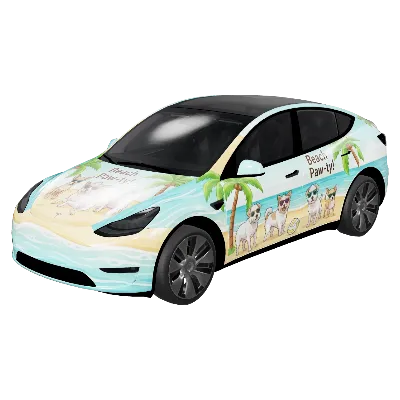 Пляжная вечеринка (Beach Paw-ty!) – оклейка Tesla Model Y