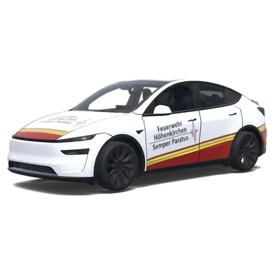 Feuerwehr-Streifen – Tesla Model Y Wrap