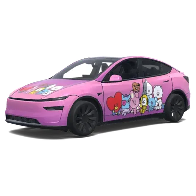 BT21 Pink Tesla Wrap – Tesla Model Y wrap
