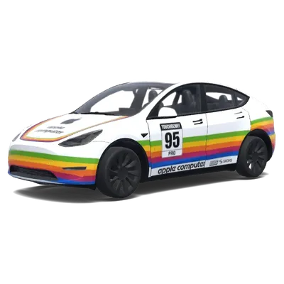 Regenbogen-Retro-Apfel – Tesla Model Y Wrap