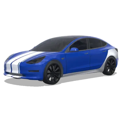 蓝色双条纹 – 特斯拉 Model 3 涂装