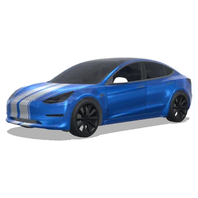 蓝色金属银赛车条纹 – 特斯拉 Model 3 涂装
