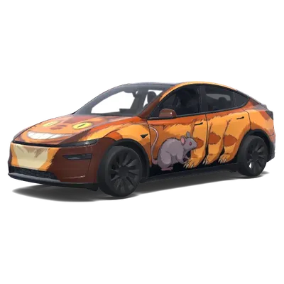 橙色猫巴士与老鼠 – 特斯拉 Model Y 涂装
