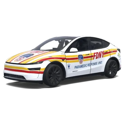 Feuerwehr-Sanitäter-Streifen-Folierung – Tesla Model Y Wrap