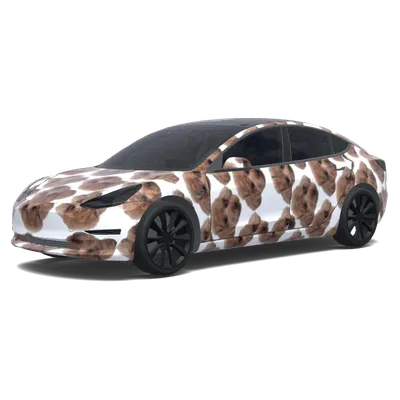 Паттерн с собаками (강아지 얼굴만 따서 강아지 얼굴 전체가 보이게 패턴화) – оклейка Tesla Model 3