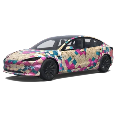 Tropisches Mosaik-Folien-Design – Tesla Model 3 Wrap