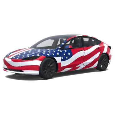 Обтяжка Tesla «Звёзды и полосы» – оклейка Tesla Model 3