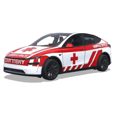 Rotes-Kreuz-Krankenwagen-Folierung – Tesla Model Y Wrap
