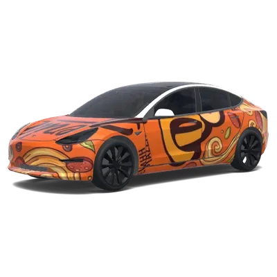 橙色披薩主題塗裝 – 特斯拉 Model 3 塗裝