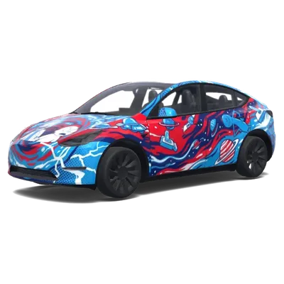 Rick y Morty (Rick and Morty. Colors: red, blue, white.) – wrap para Tesla Model Y