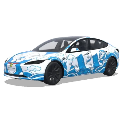 白色哆啦A夢主題（doraemon theme. Colors: white.） – 特斯拉 Model 3 塗裝