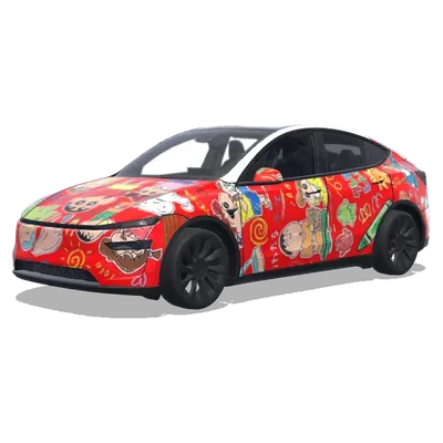クレヨンしんちゃん・赤背景 (蜡笔小新 红色背景.) – テスラ Model Y ラッピング